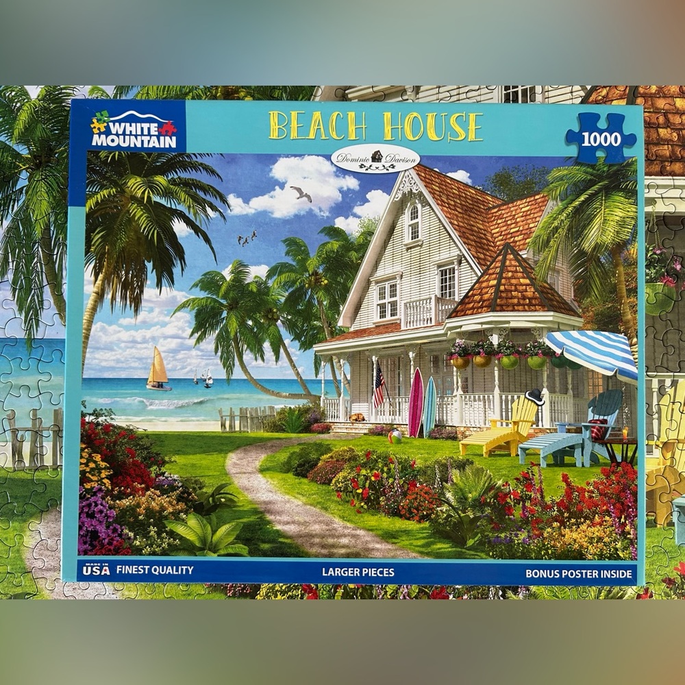 White Mountain Puzzle Beach House 1000 Pc 2023 Dominic Davison Complete